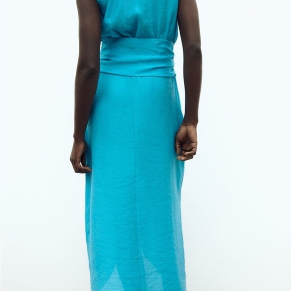 Zara  Turquoise Ruffle Dress - Picture 5 of 6